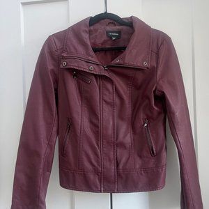 Faux leather zip up moto jacket